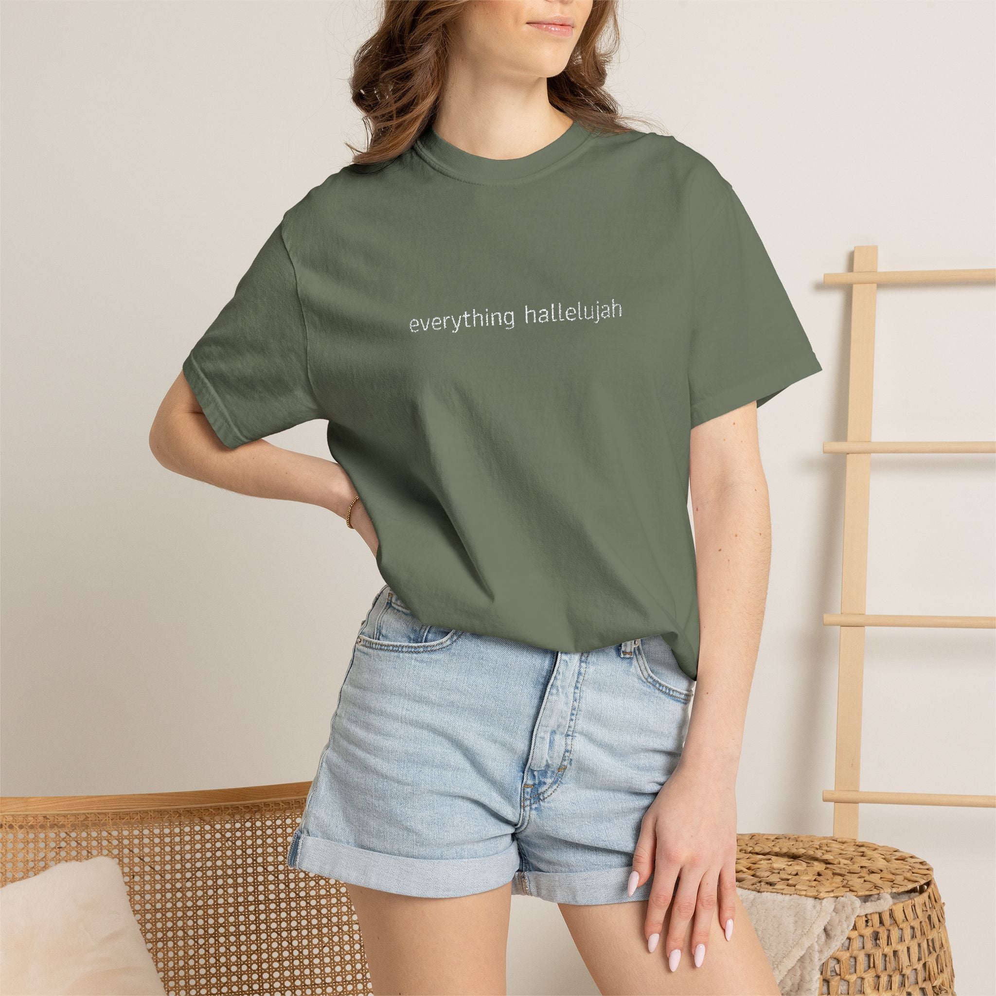 Everything Hallelujah embroidered T-shirt | religious typography, gospel