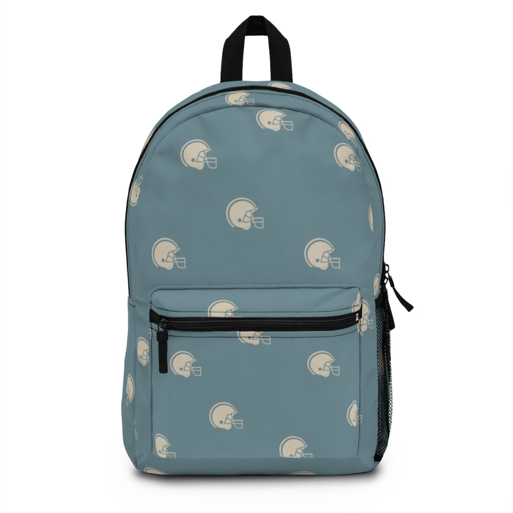 Football Helmet Pattern Backpack — Vintage Slate Blue Kids & Teen School Bag
