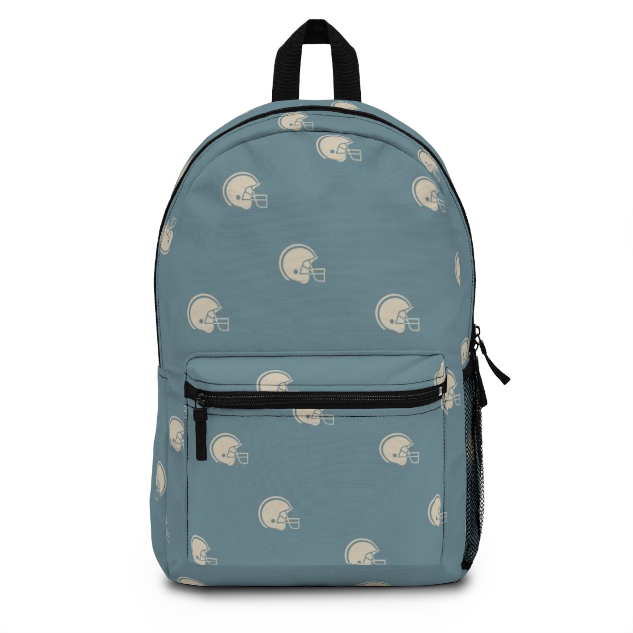 Football Helmet Pattern Backpack — Vintage Slate Blue Kids & Teen School Bag