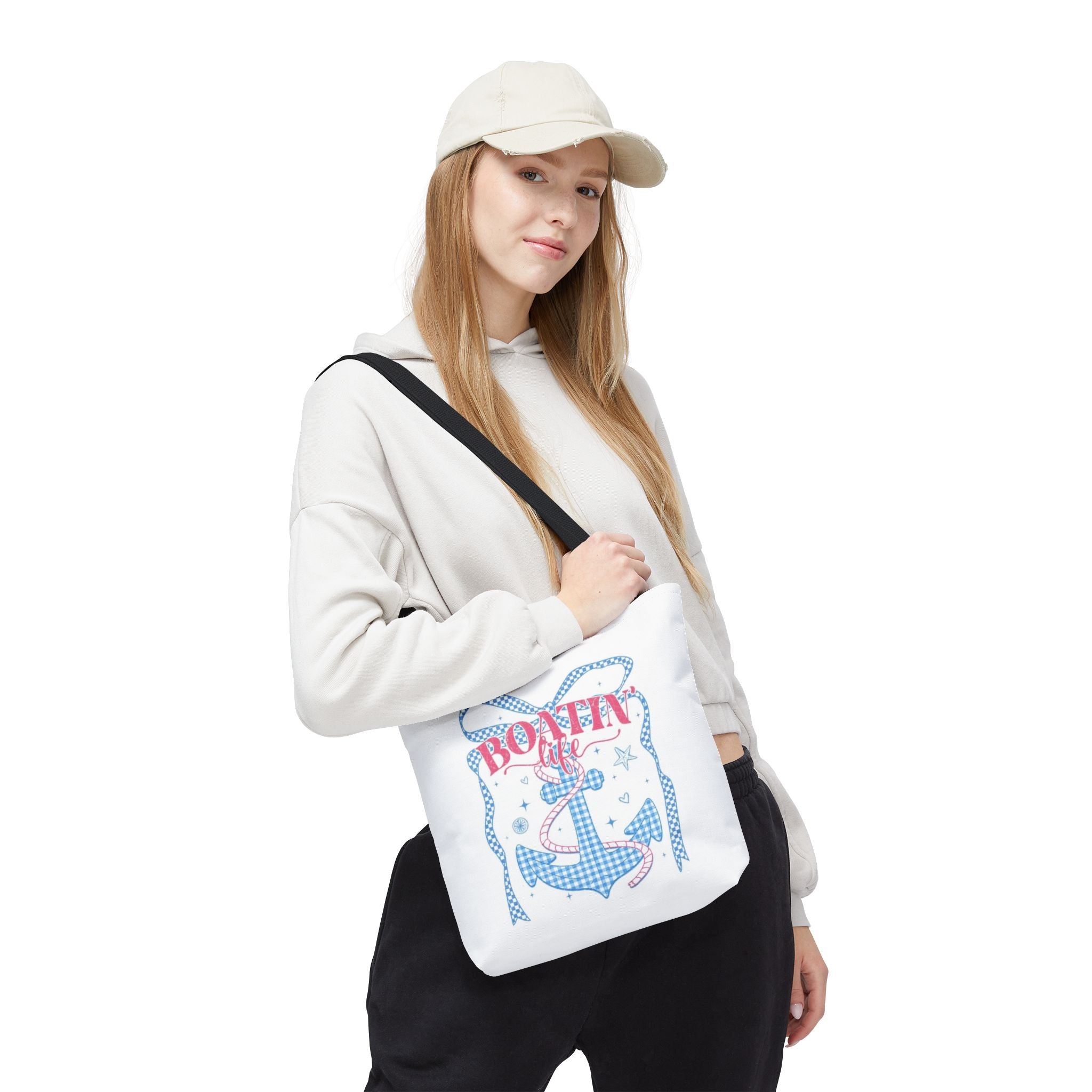 Nautical "Boatin' Life" Anchor Tote Bag — Summer Beach Tote