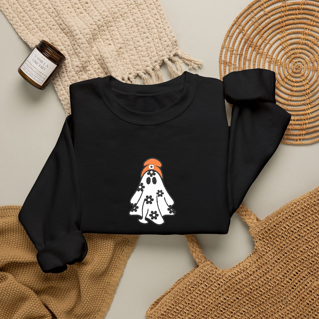 Ghost Dog Crewneck Sweatshirt — Cute Halloween Ghost Puppy Graphic