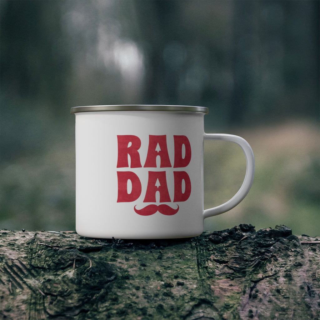 Rad Dad Enamel Camping Mug — Retro Mustache Father’s Day Gift