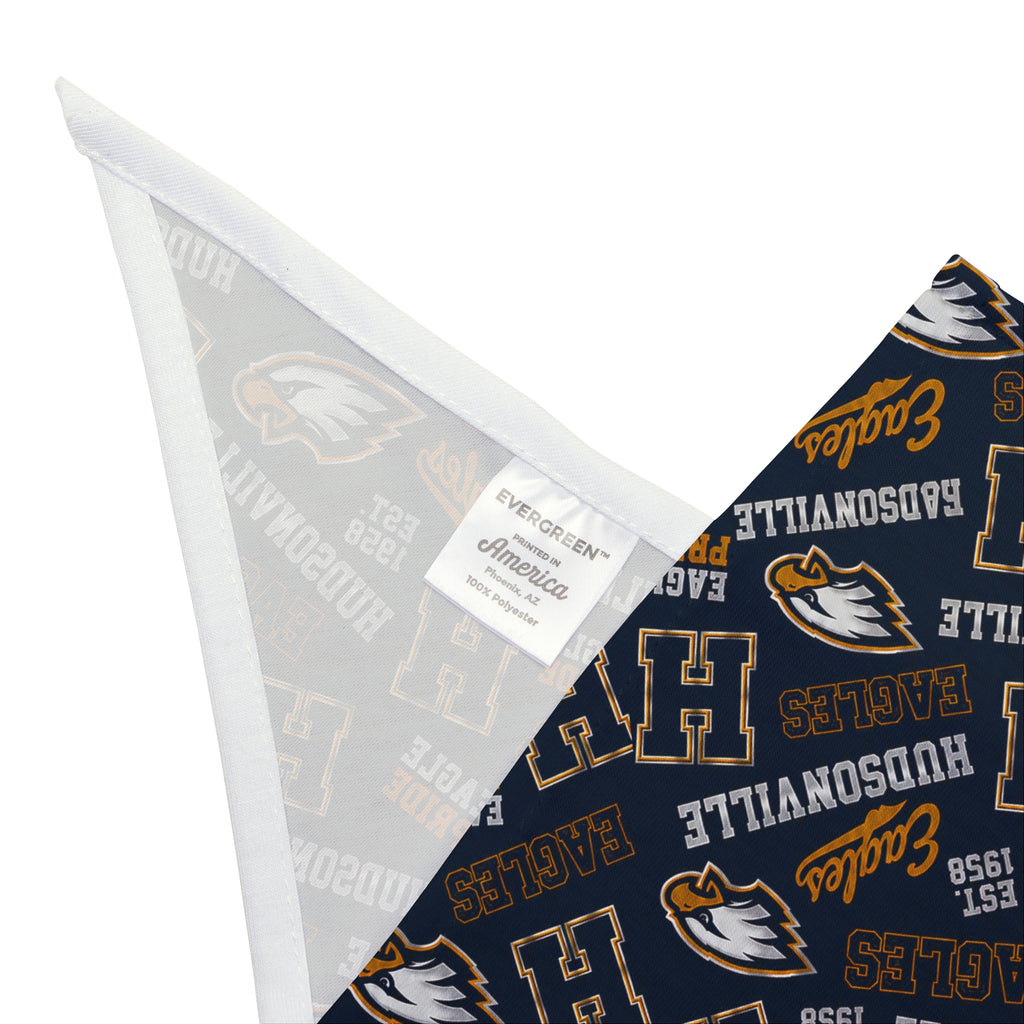 Hudsonville Eagles Pet Bandana — Navy Repeat Logo Dog & Cat Scarf