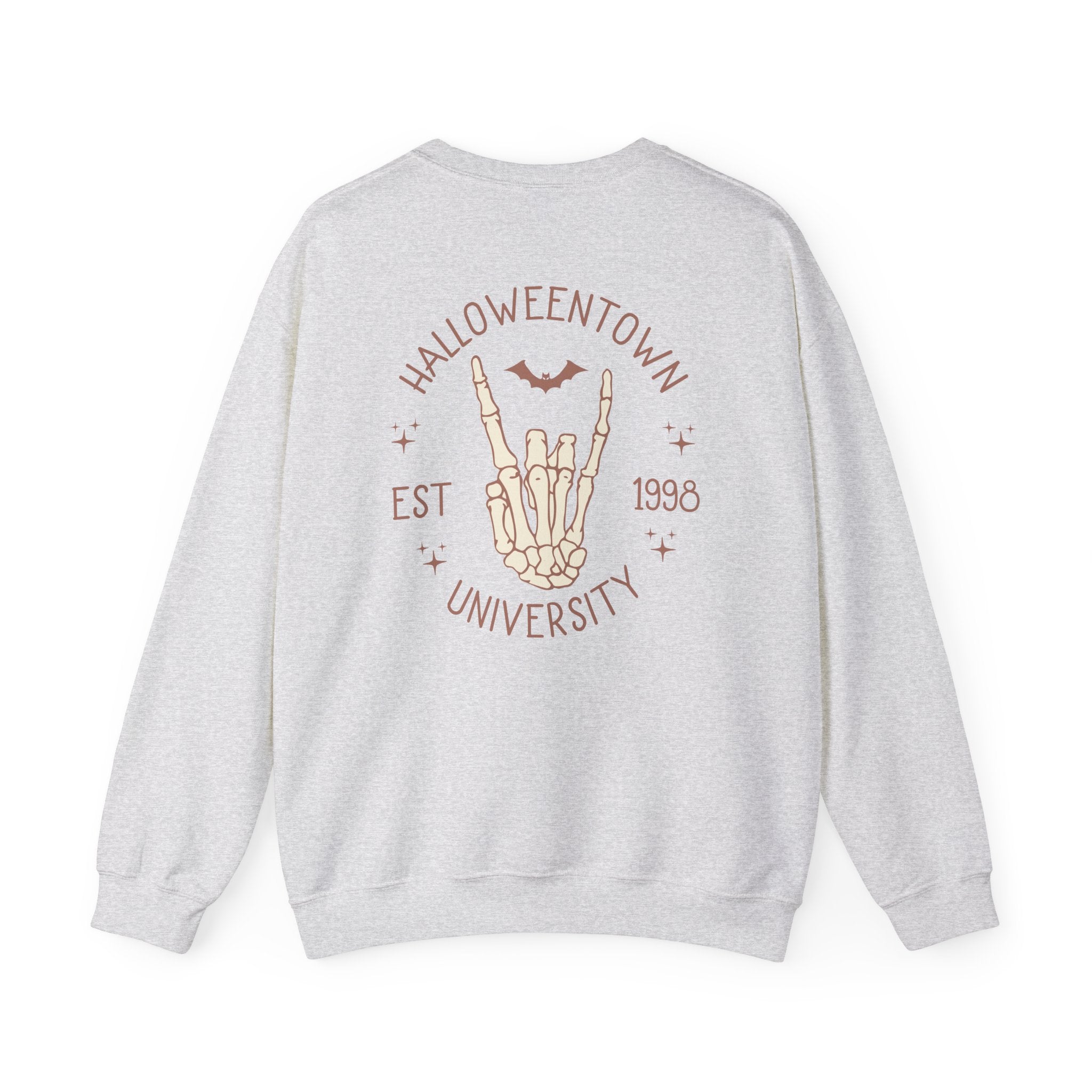 Halloweentown University Crewneck Sweatshirt — Skeleton Hand Rock On Pullover