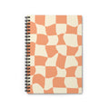 Retro Peach Checker Spiral Notebook — Ruled Lined Journal for Notes & School