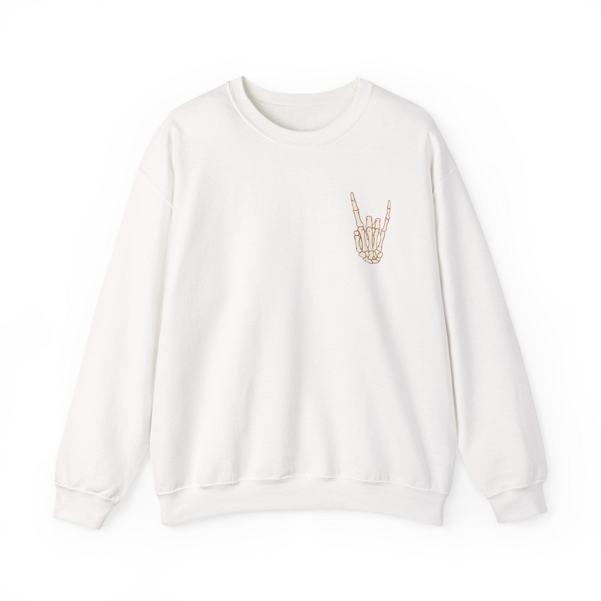 Halloweentown University Crewneck Sweatshirt — Skeleton Hand Rock On Pullover