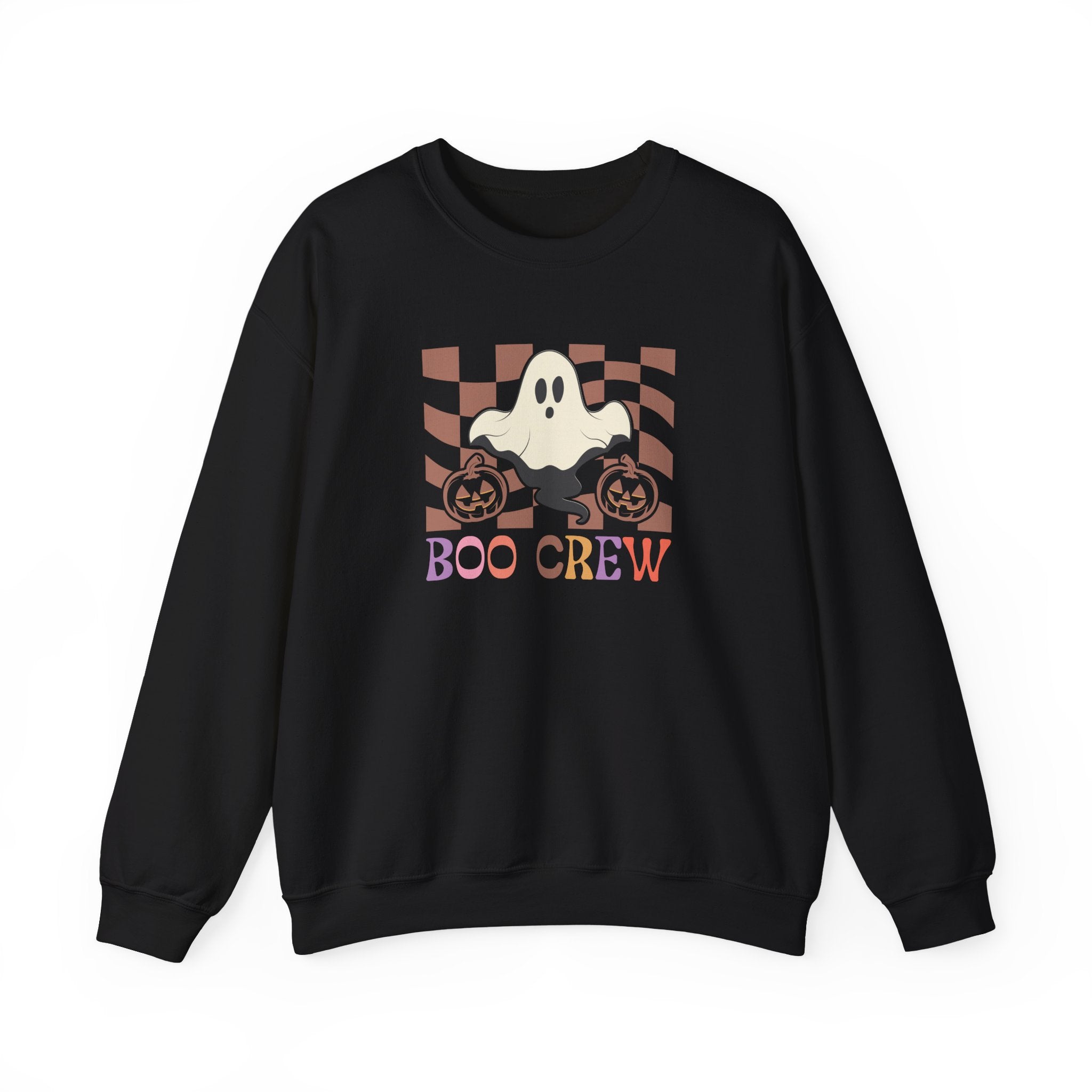 Boo Crew Halloween Crewneck Sweatshirt — Cute Ghost & Pumpkins