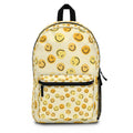 Smiley Face Pattern Backpack — Cheerful Yellow Emoji School Bag