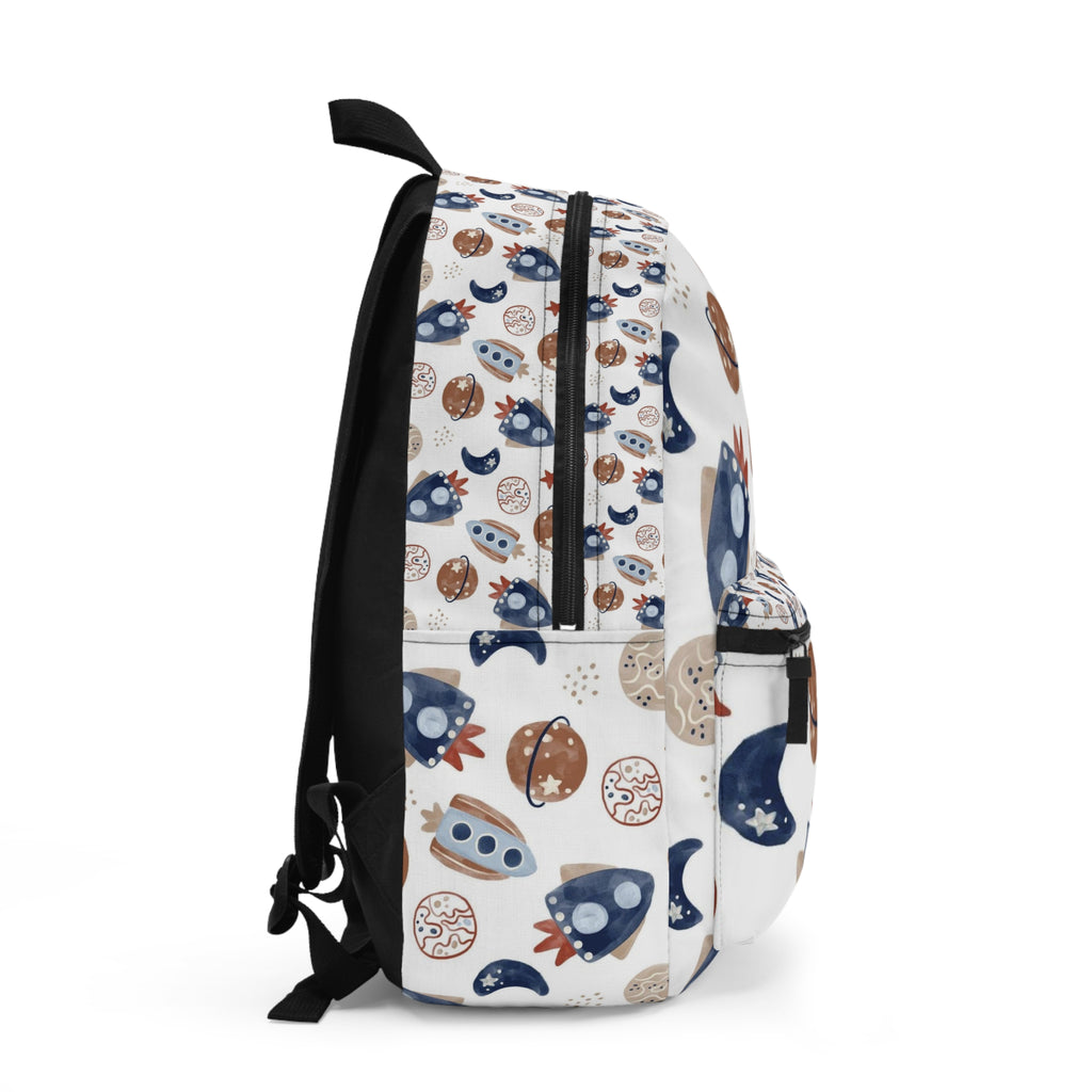 Kids' Space Rocket Backpack — Cute Planets & Moon Pattern School Bag