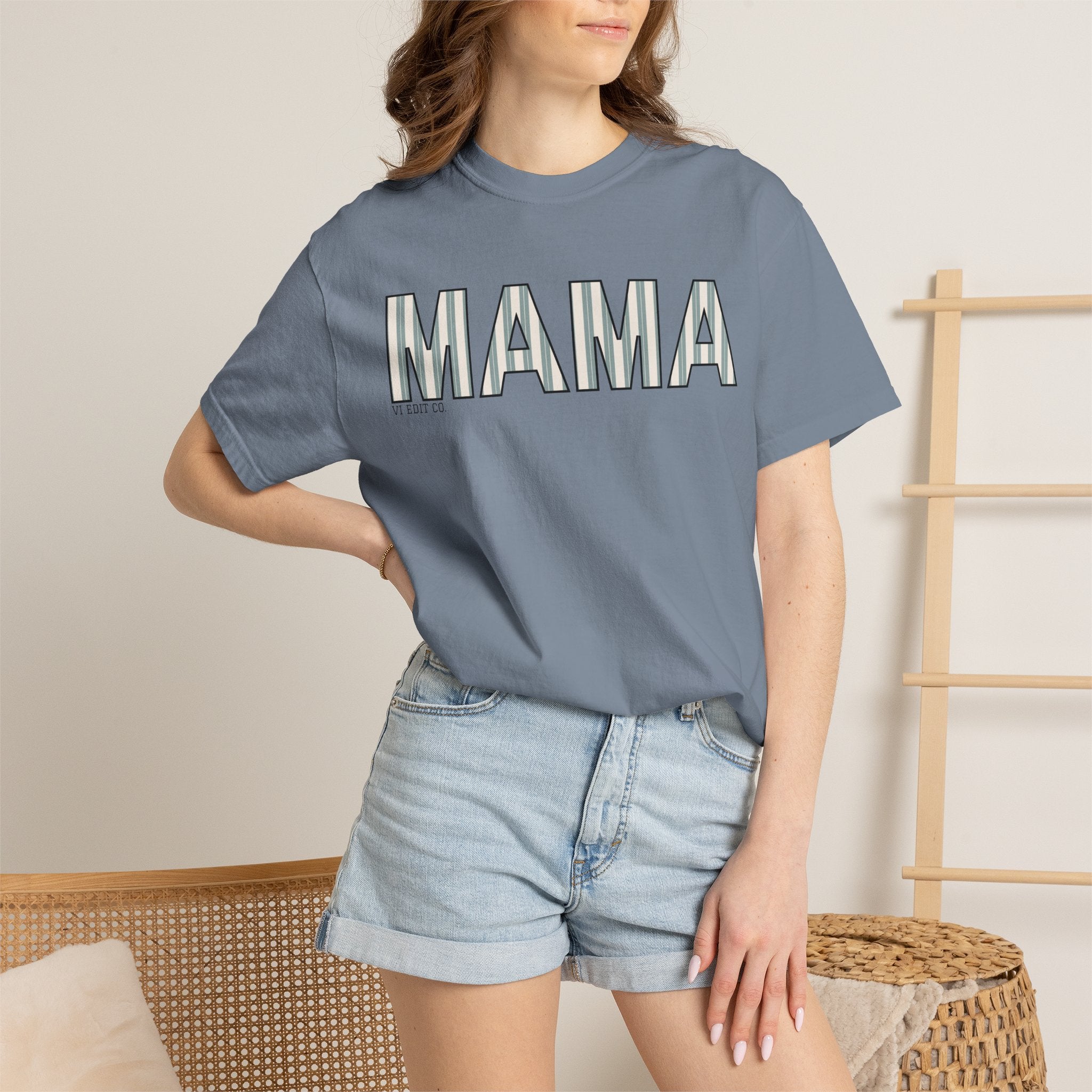MAMA block letters T-Shirt | Retro Outline Typography, Mother's Day