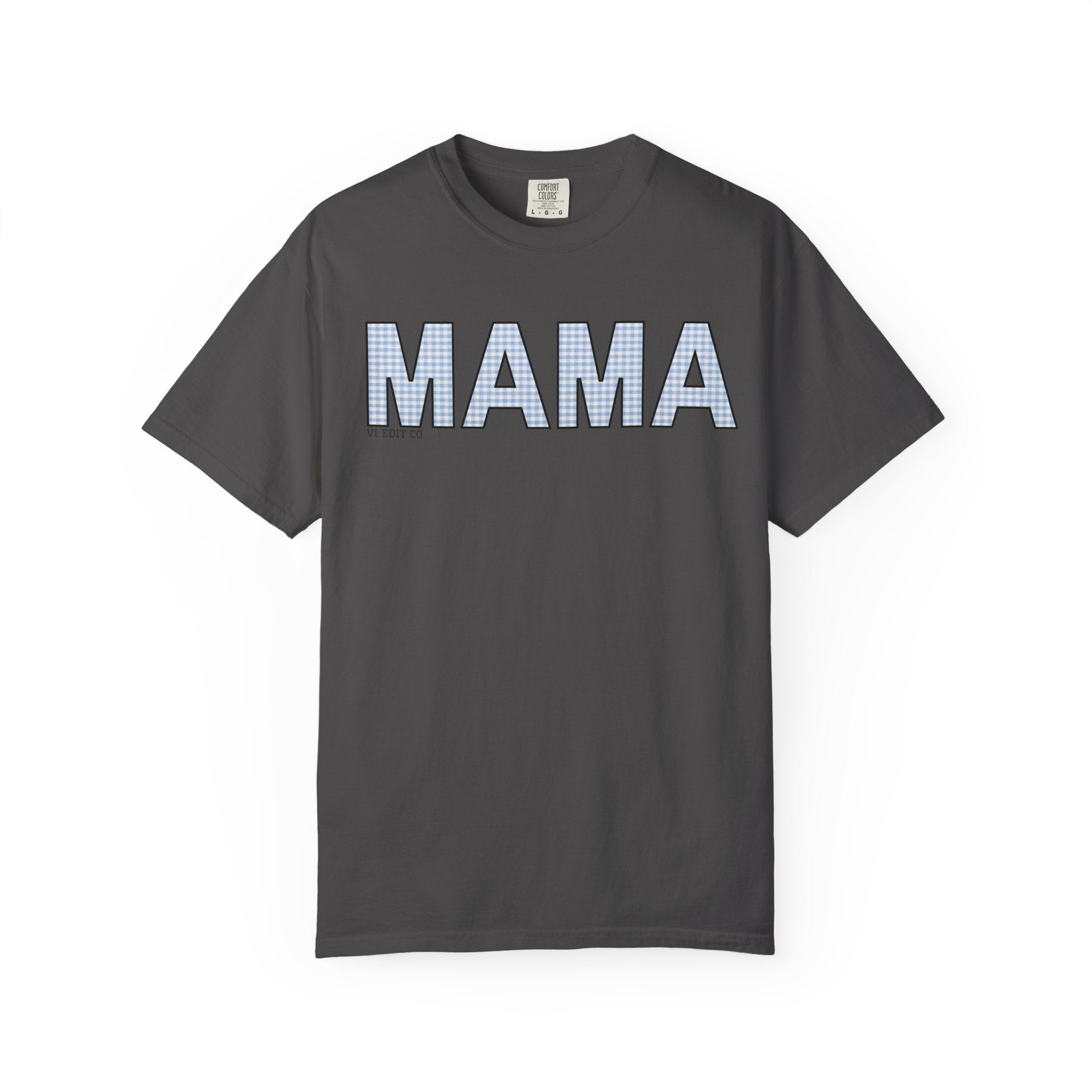 MAMA gingham block letters T-Shirt | mom shirt, mama tee