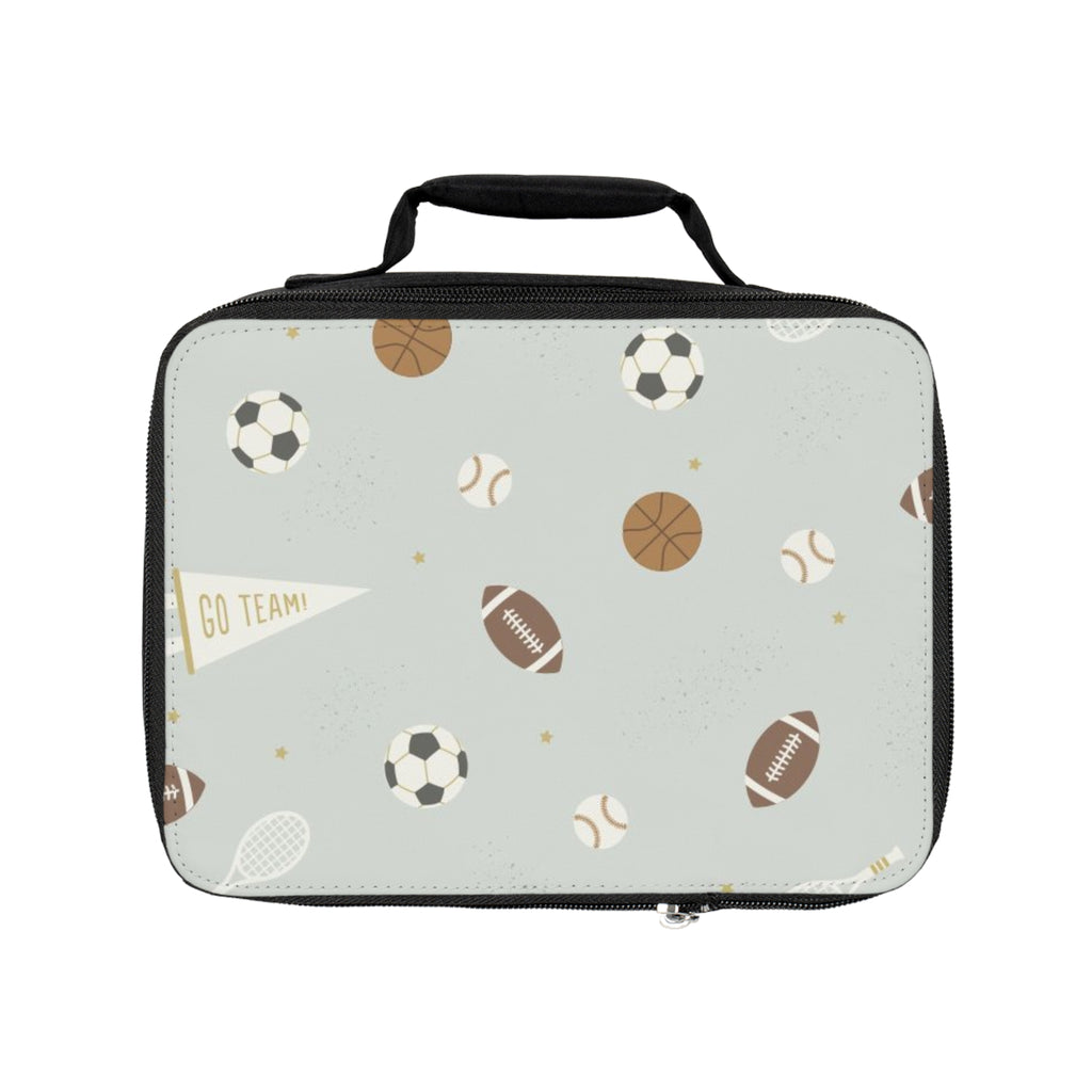 Sports Pattern Lunch Bag — 'Go Team' Kids Athletic Lunchbox