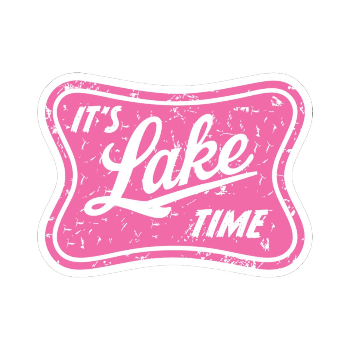 It's Lake Time Sticker — Pink Vintage Lake Life Kiss-Cut Decal