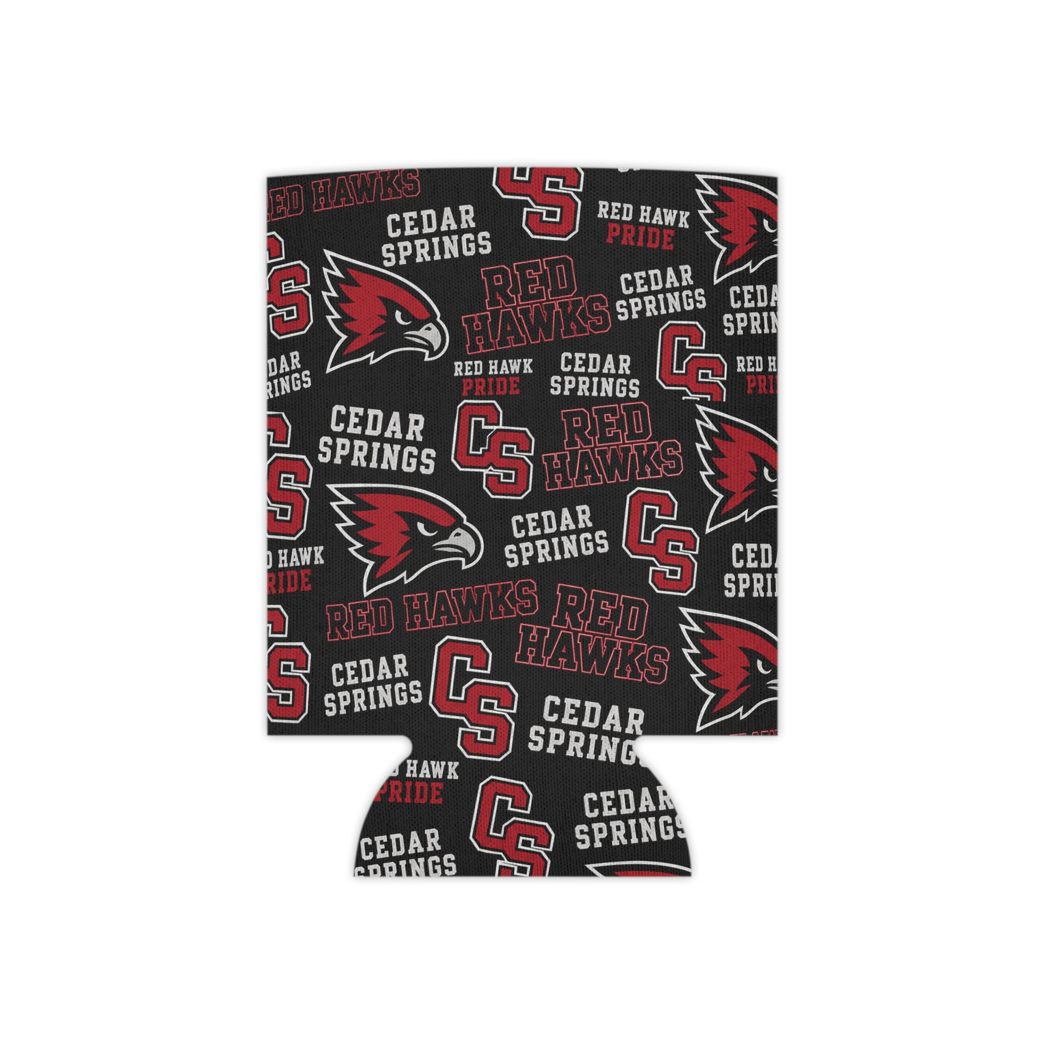 Red Hawks 'Cedar Springs' Can Cooler – School Spirit Beverage Koozie