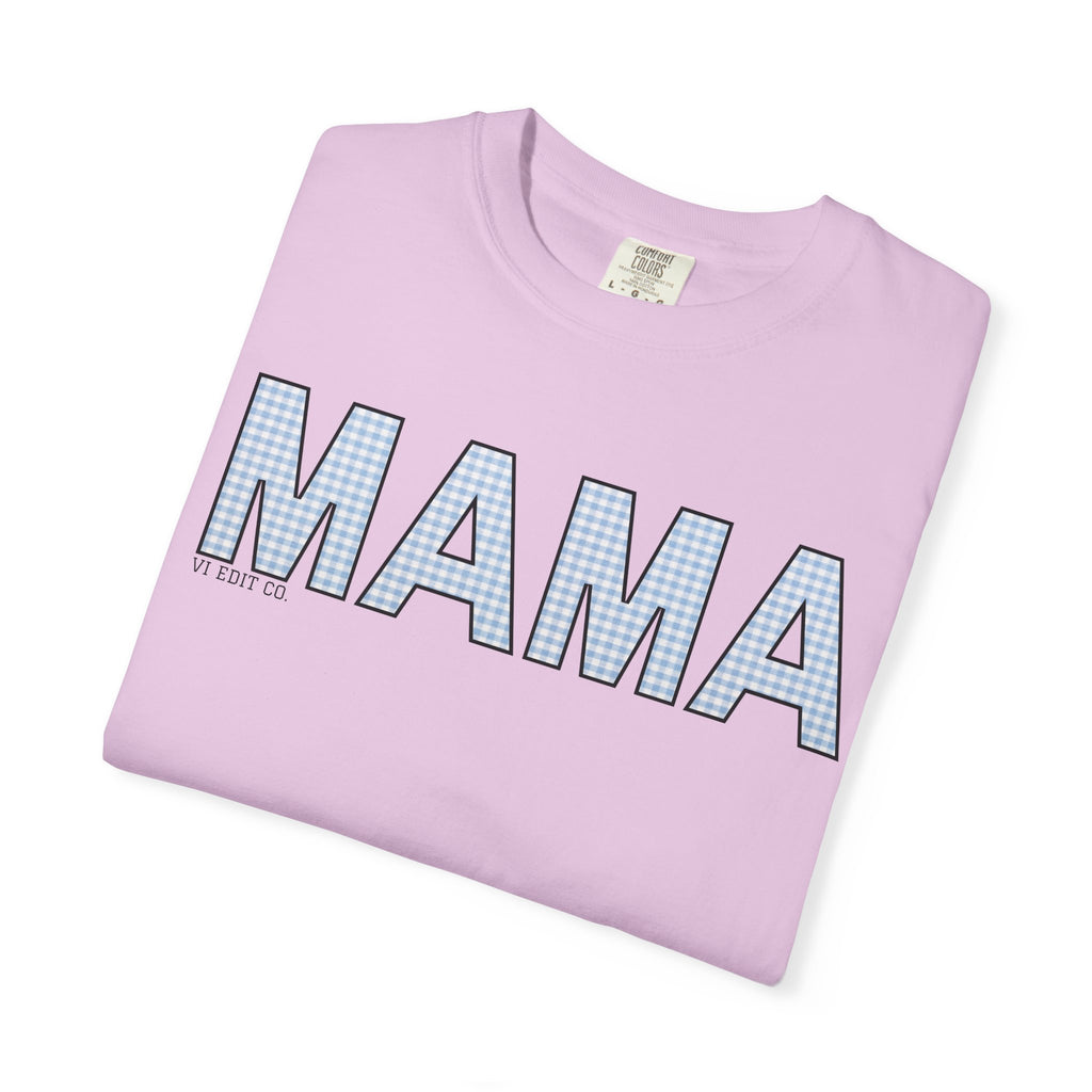 MAMA gingham block letters T-Shirt | mom shirt, mama tee