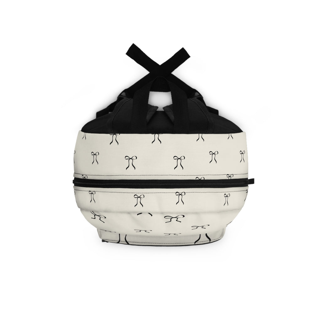 Minimal Bow Pattern Backpack — Cream Monogram Canvas School & Everyday Bag