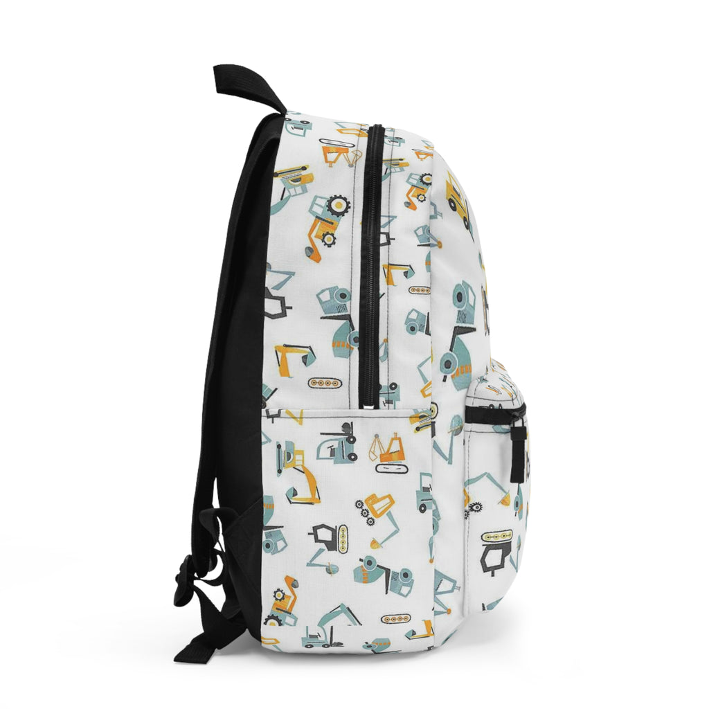 Construction Vehicles Kids Backpack — Cute Excavator & Crane Pattern