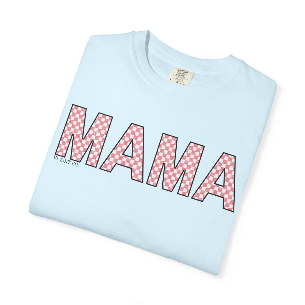 Mama Checkered Letters T-Shirt | Pink Plaid Typography Tee