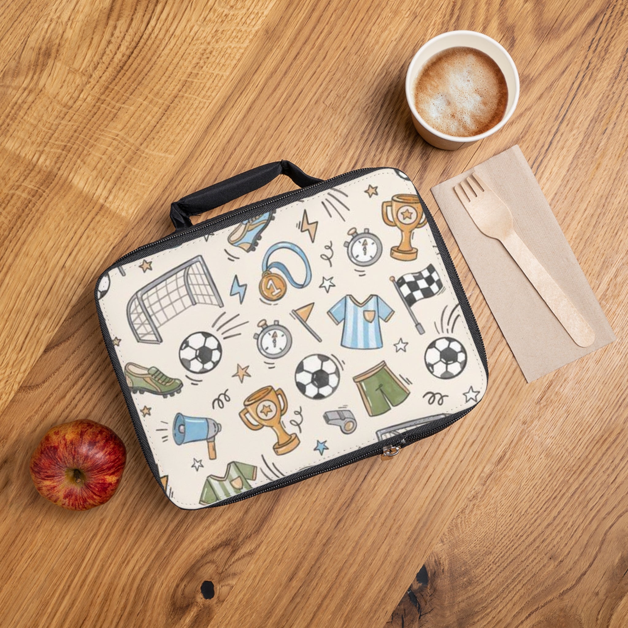 Soccer Kids Lunch Bag — Cute Sports Pattern Insulated Bento Bag
