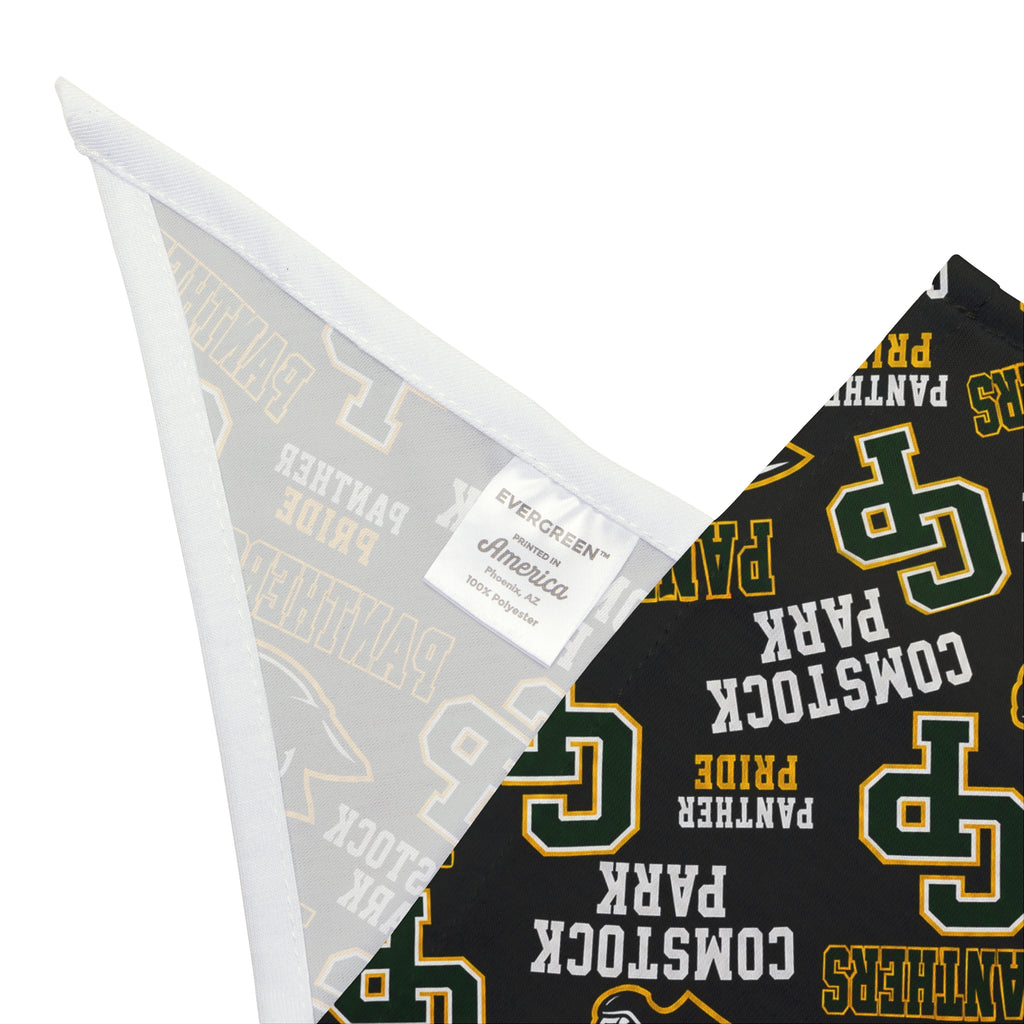 Comstock Park CP Logo Pet Bandana - Black & Gold School Spirit Dog Scarf