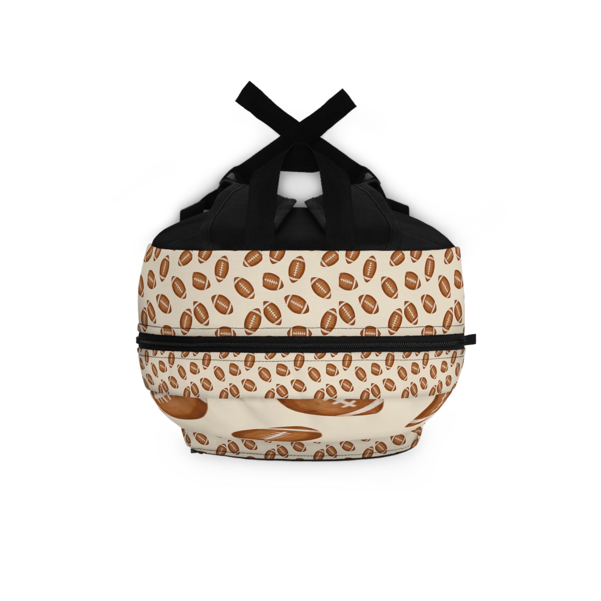Football Print Backpack — Cream Football Pattern School & Game Day Bag