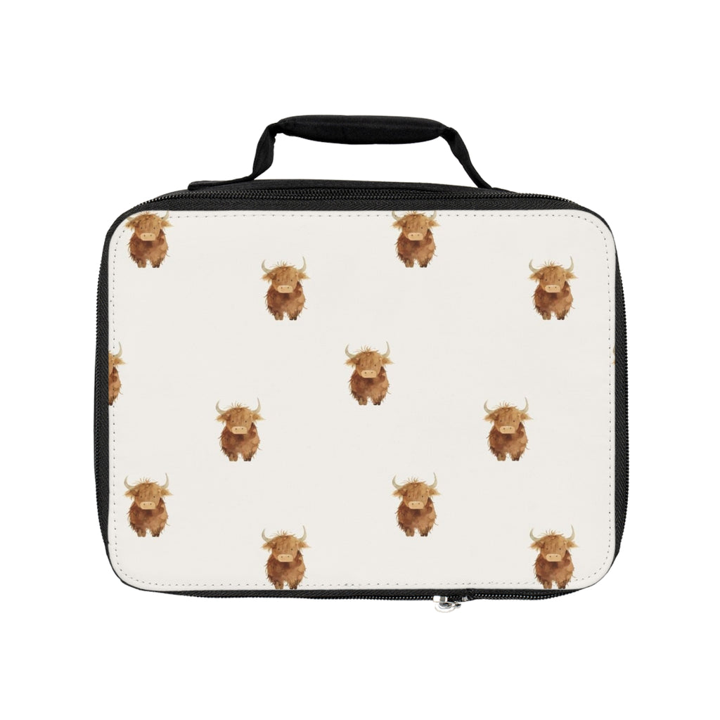 Highland Cow Pattern Lunch Bag — Cute Scottish Highland Cattle Insulated Lunchbox