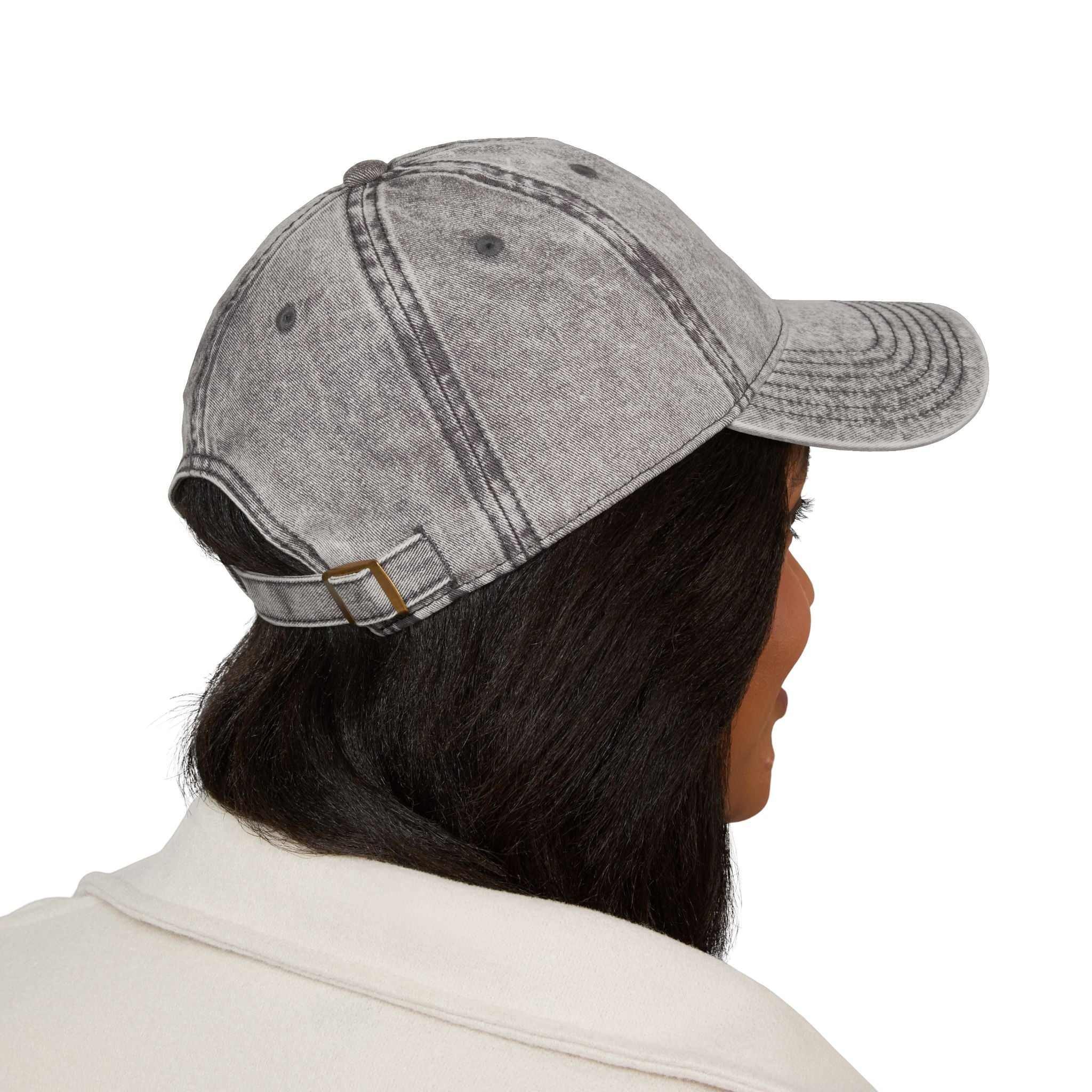 Vintage Embroidered Baseball Cap — Distressed Gray with Orange Letter R