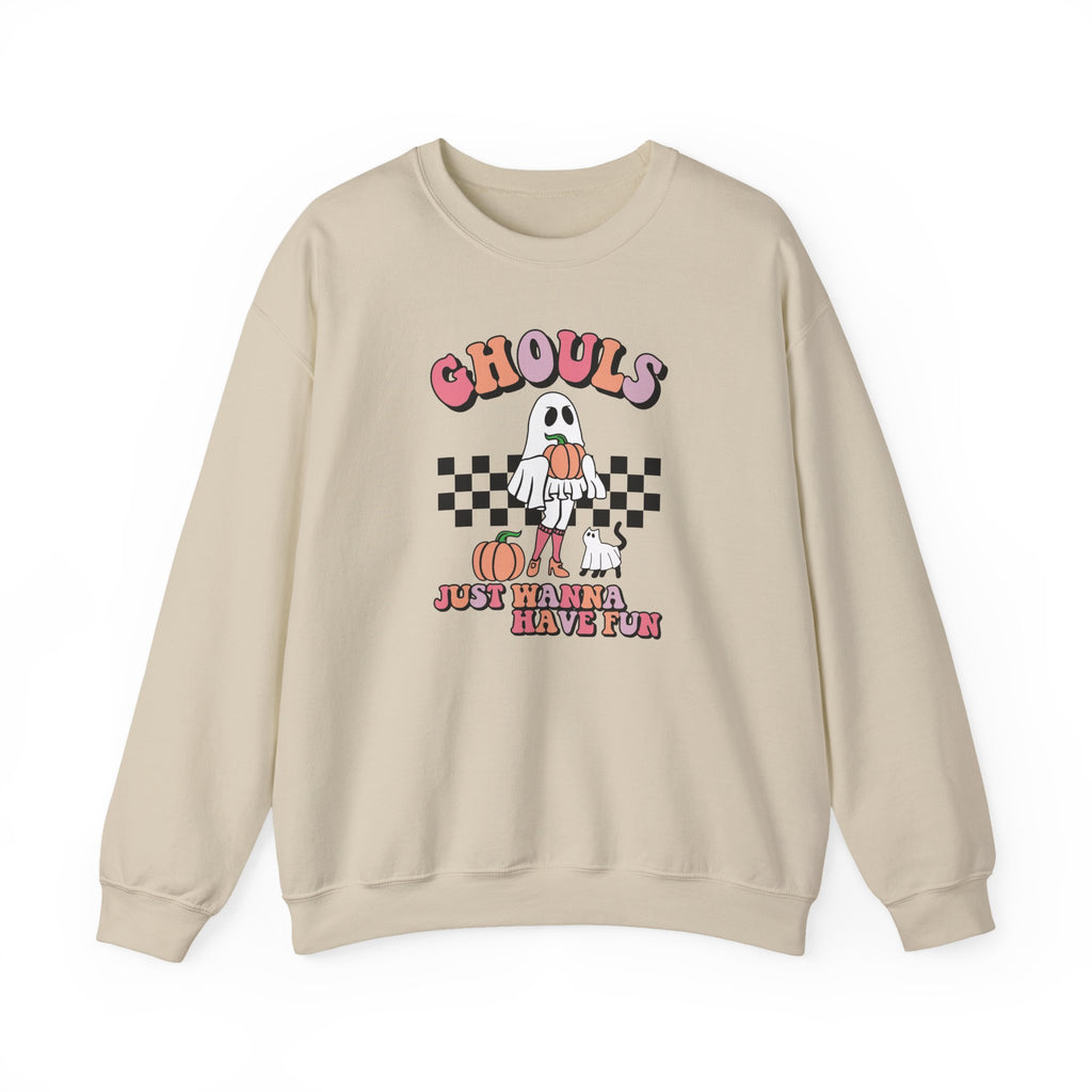 Ghoul Crewneck Sweatshirt — “Ghouls Just Wanna Have Fun” Retro Halloween Pullover
