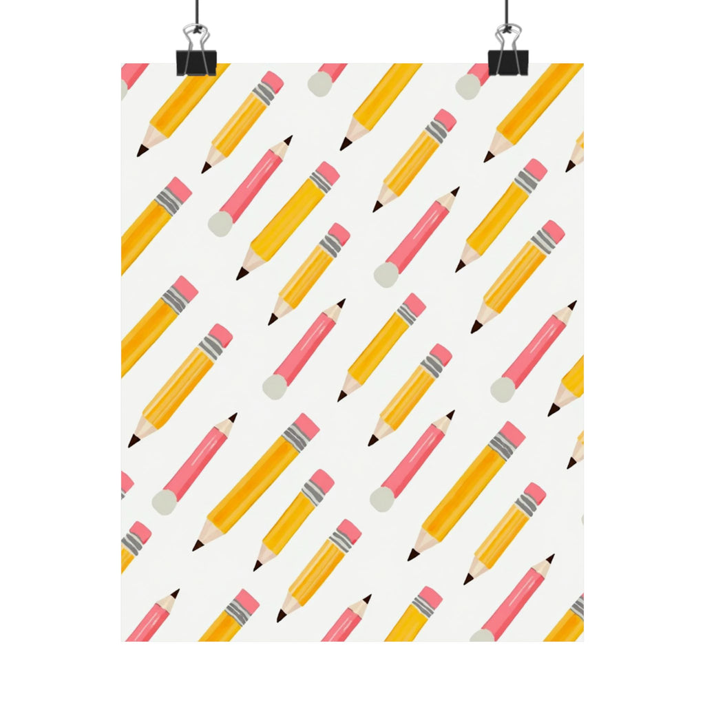 Pencil Pattern Matte Poster — Back-to-School Classroom Art Print