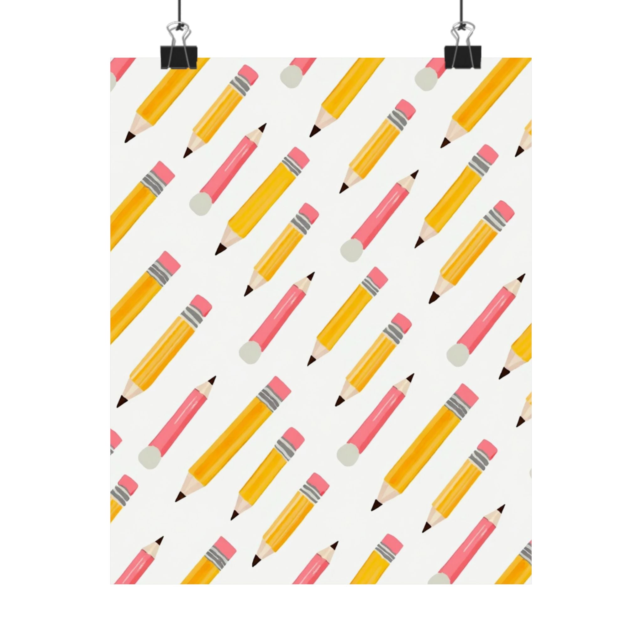 Pencil Pattern Matte Poster — Back-to-School Classroom Art Print