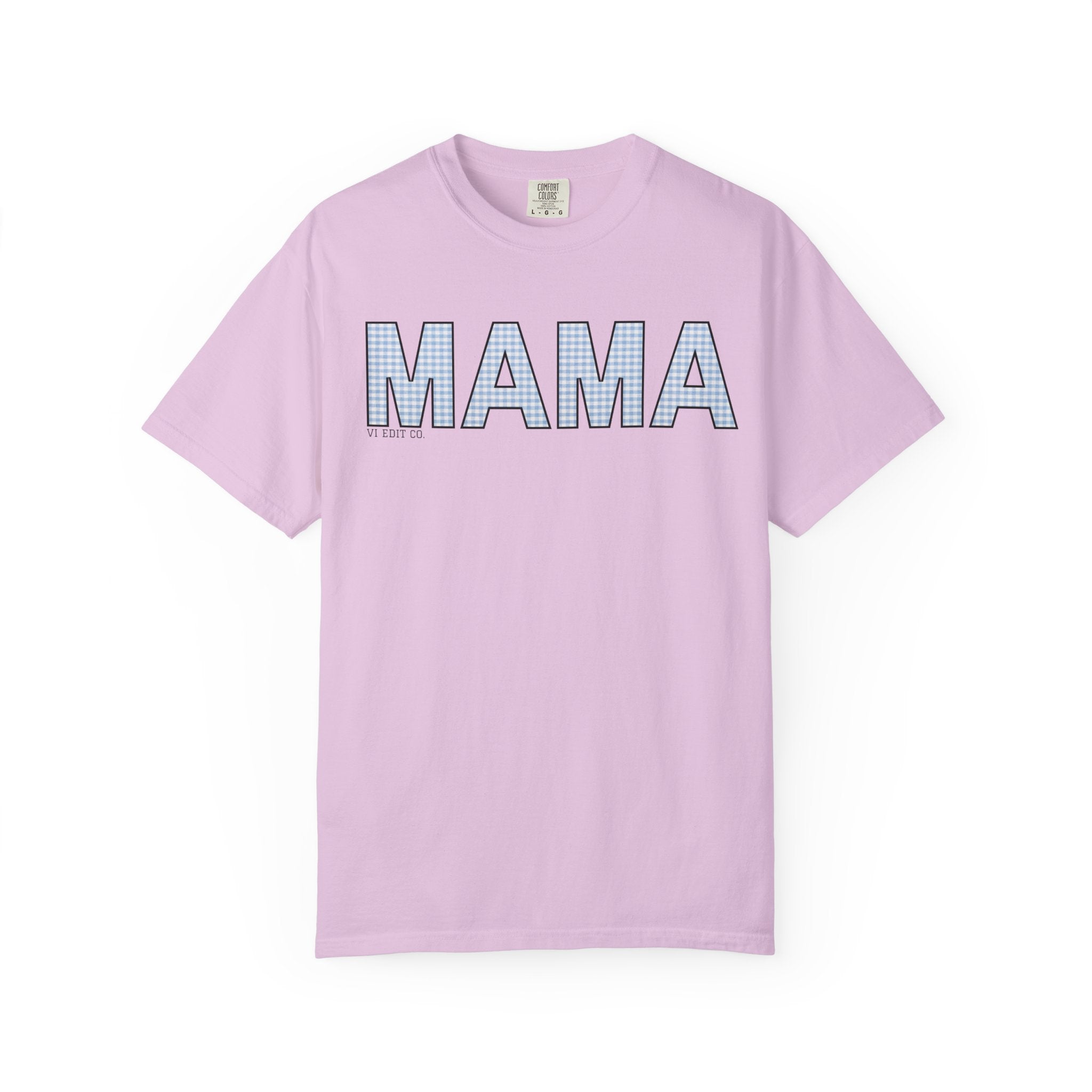 MAMA gingham block letters T-Shirt | mom shirt, mama tee