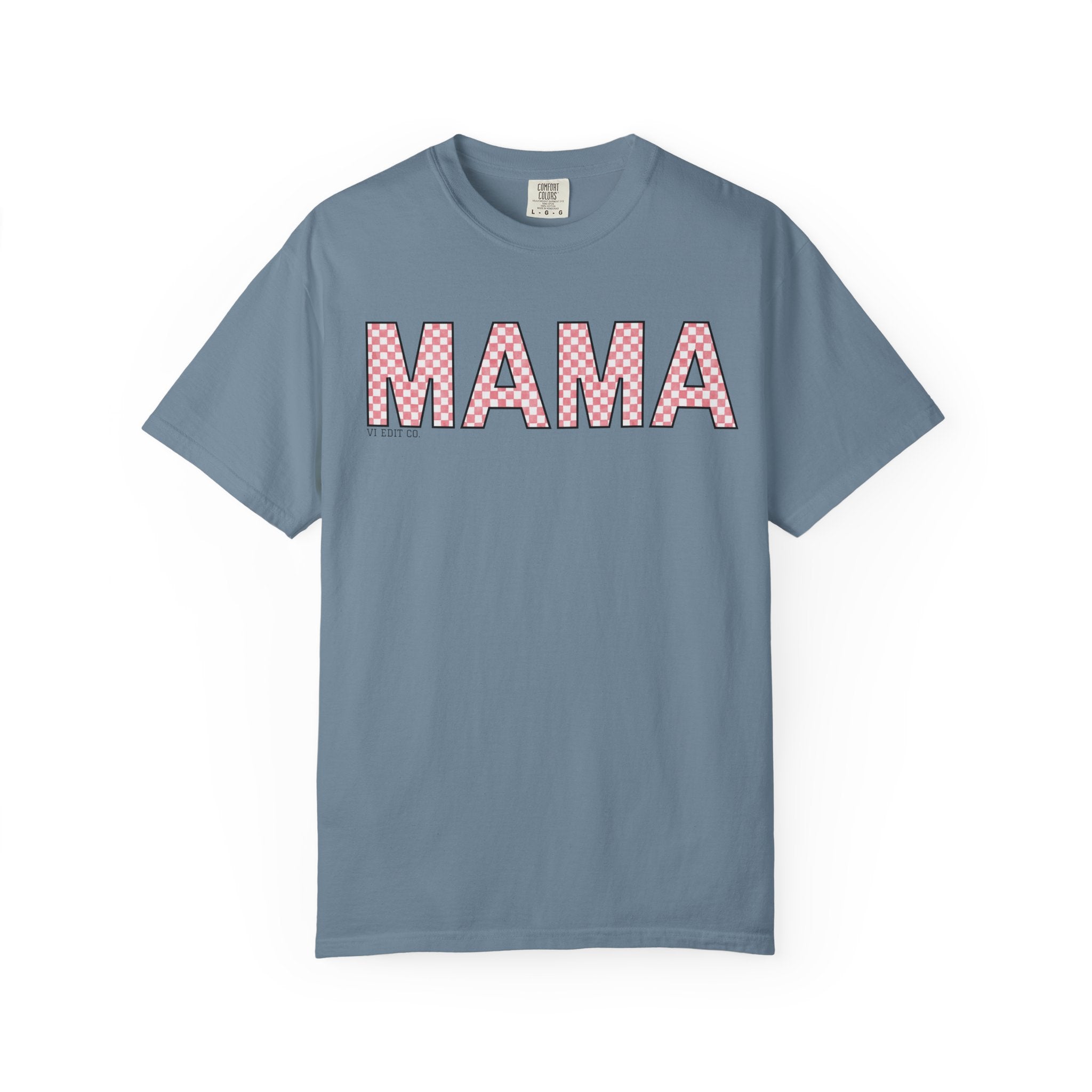 Mama Checkered Letters T-Shirt | Pink Plaid Typography Tee