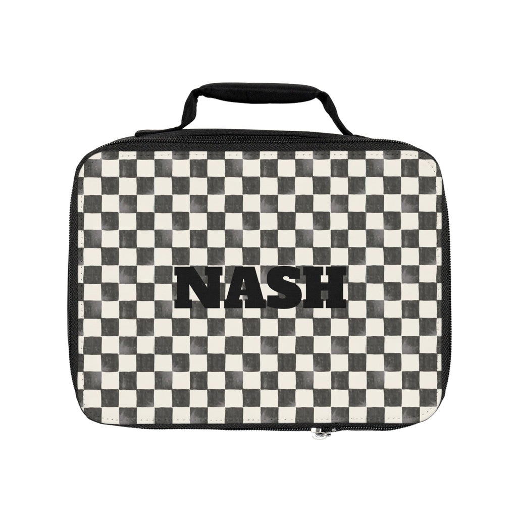 Personalized Checkerboard Lunch Bag — "NASH" Insulated Kids Lunchbox