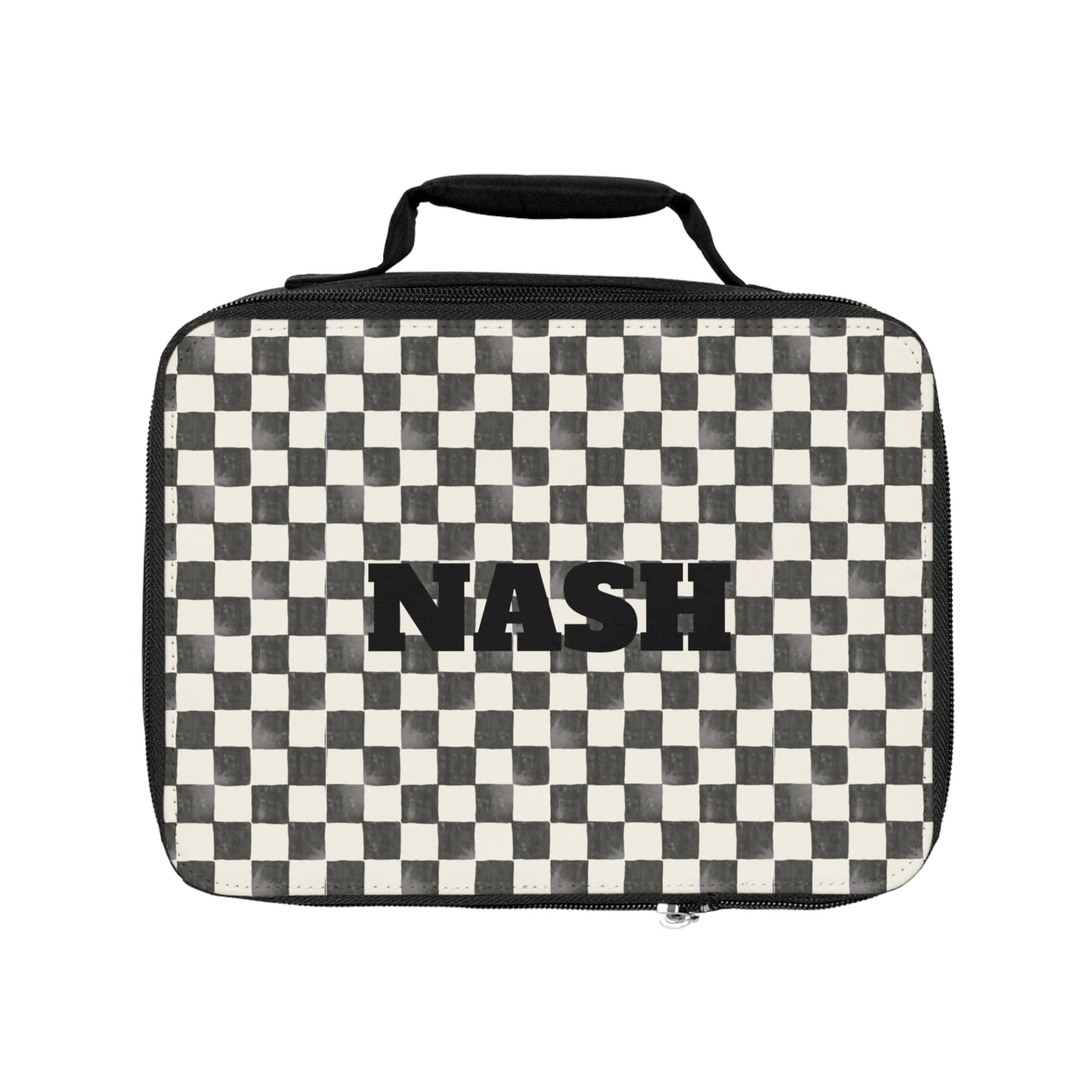 Personalized Checkerboard Lunch Bag — "NASH" Insulated Kids Lunchbox