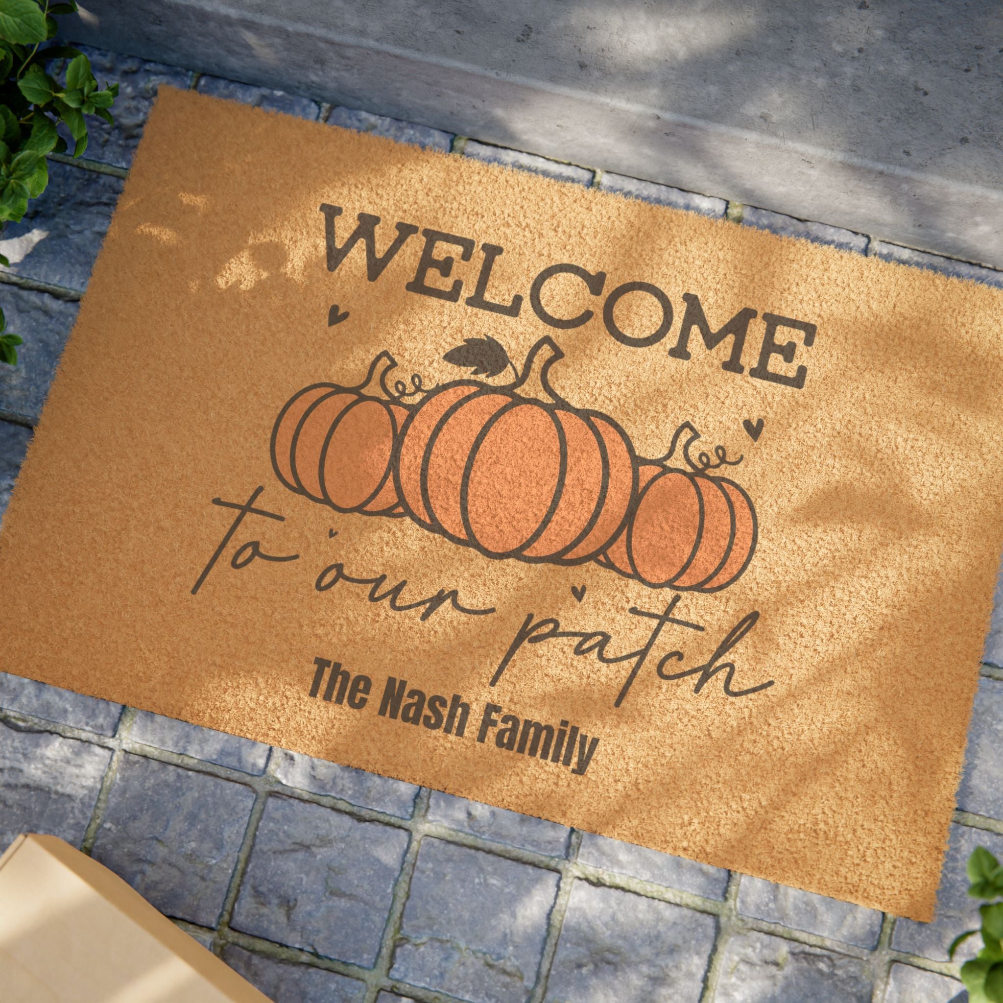 Personalized Fall Pumpkin Welcome Mat