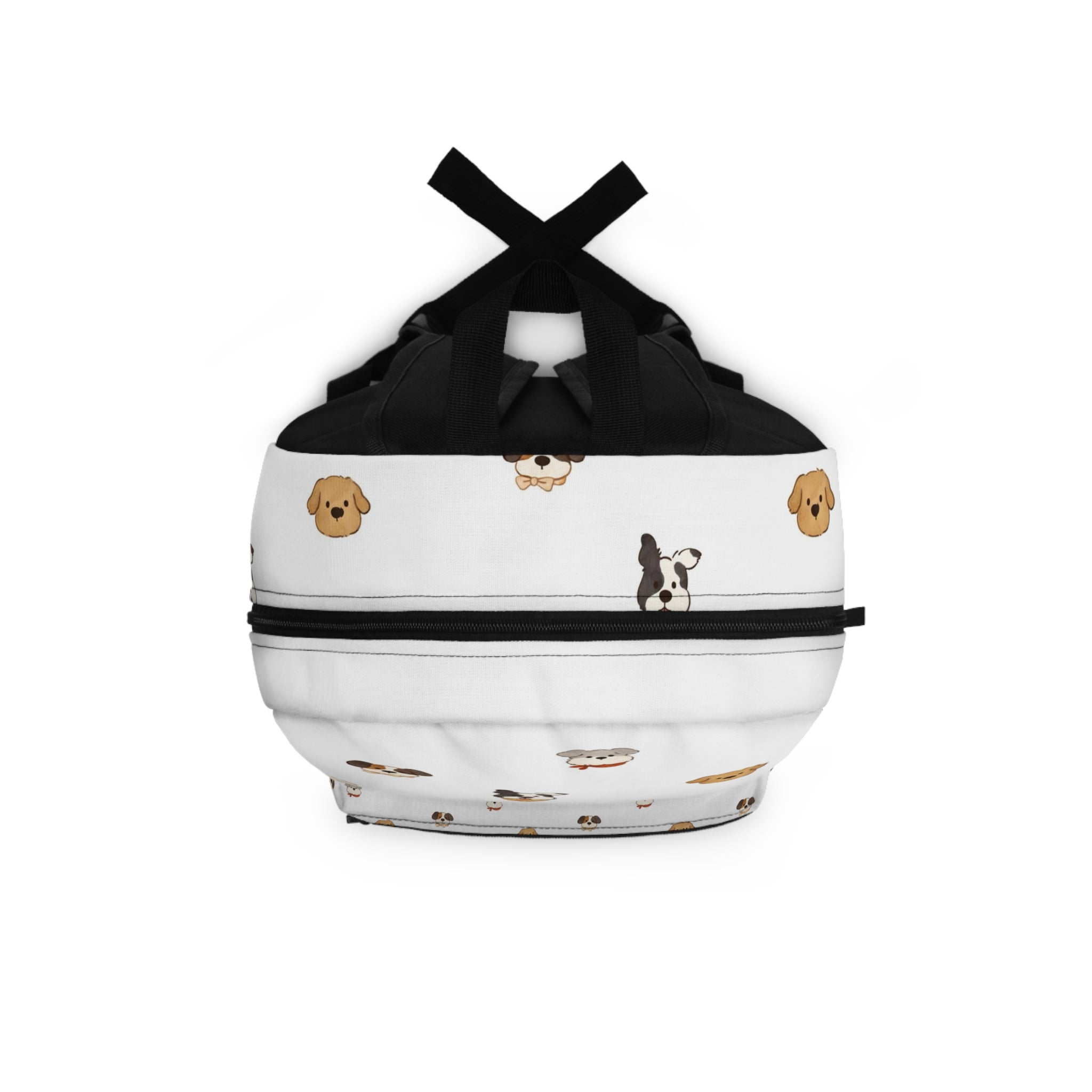 Cute Puppy Faces Backpack – White Dog Pattern School & Travel Bag