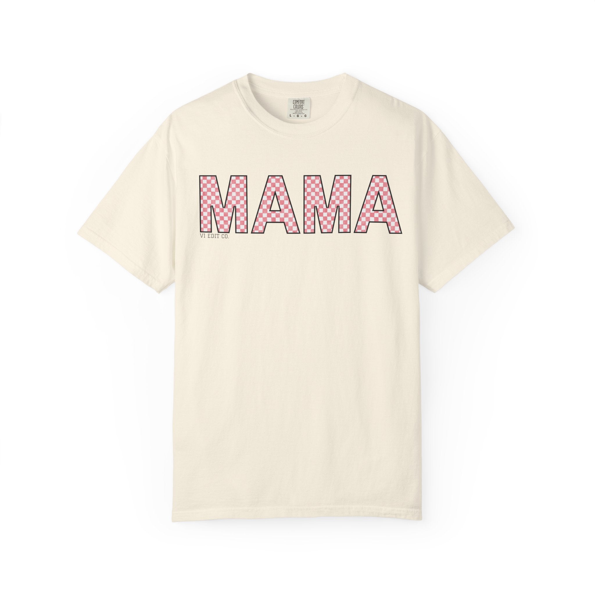 Mama Checkered Letters T-Shirt | Pink Plaid Typography Tee