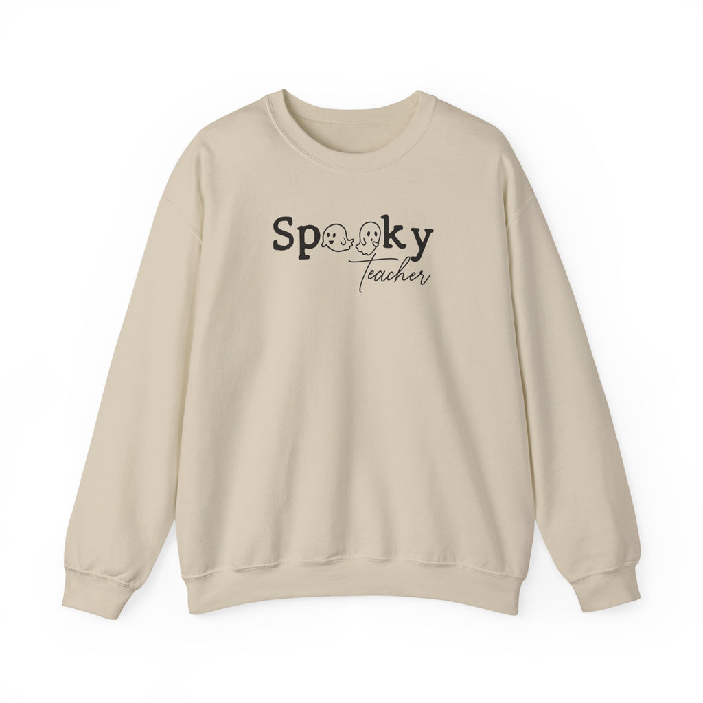 Spooky Teacher Crewneck Sweatshirt — Halloween Teacher Sweatshirt with Ghost Lettering