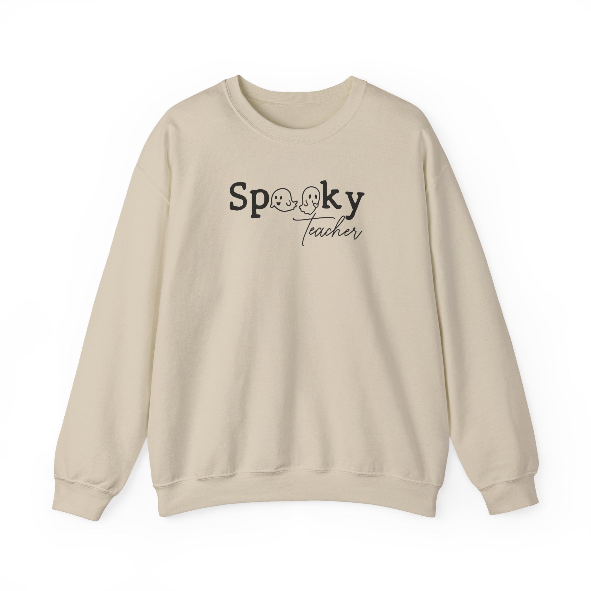 Spooky Teacher Crewneck Sweatshirt — Halloween Teacher Sweatshirt with Ghost Lettering