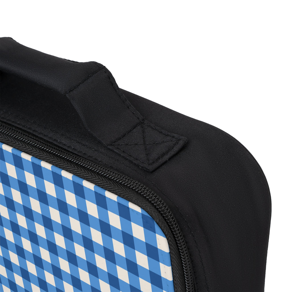 Blue Gingham Lunch Bag — Insulated Plaid Bento Tote for Kids & Adults