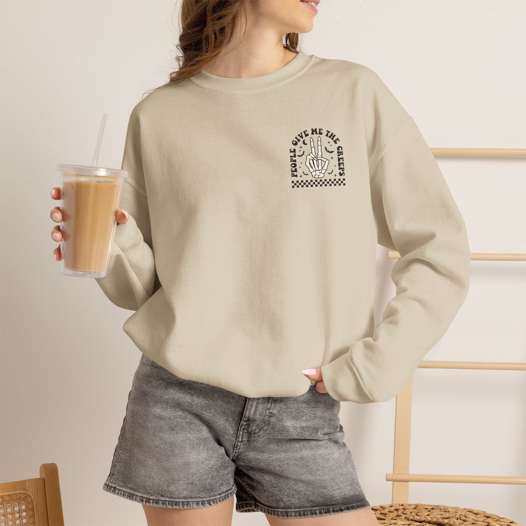 Crewneck Sweatshirt — "Out of My Mind" Minimal Vintage Graphic