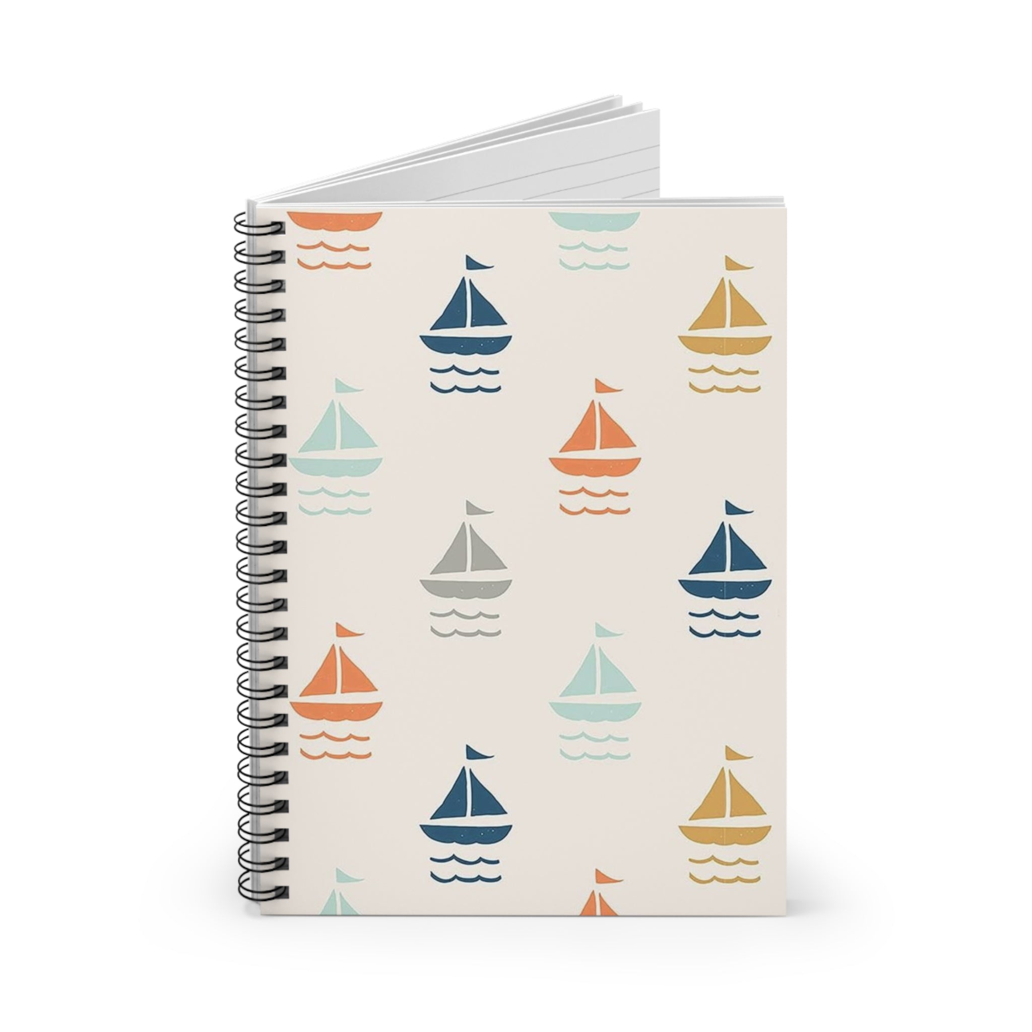 Sailboat Pattern Spiral Notebook — Ruled Journal for Kids & Travel Notes