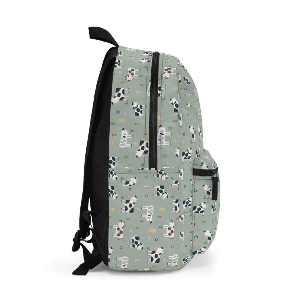 Cow Print Kids Backpack — Cute Pastel Farm Animal School Bag