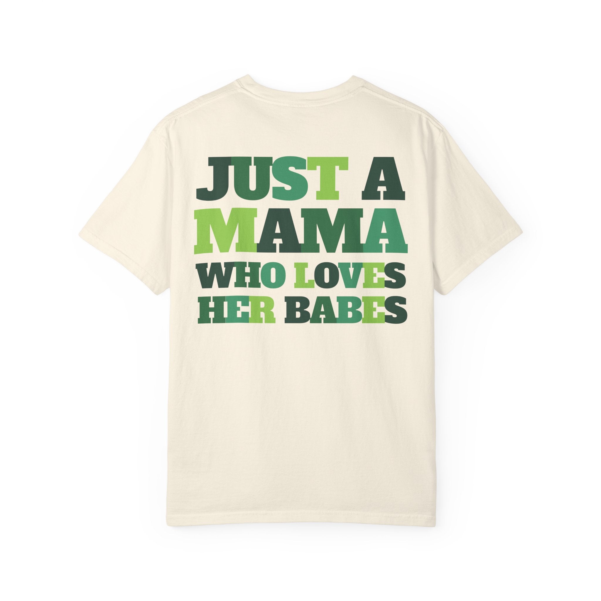 Green Checker Smiley Face T-shirt | Text Back "Just A Mama Who Loves Her Babes"
