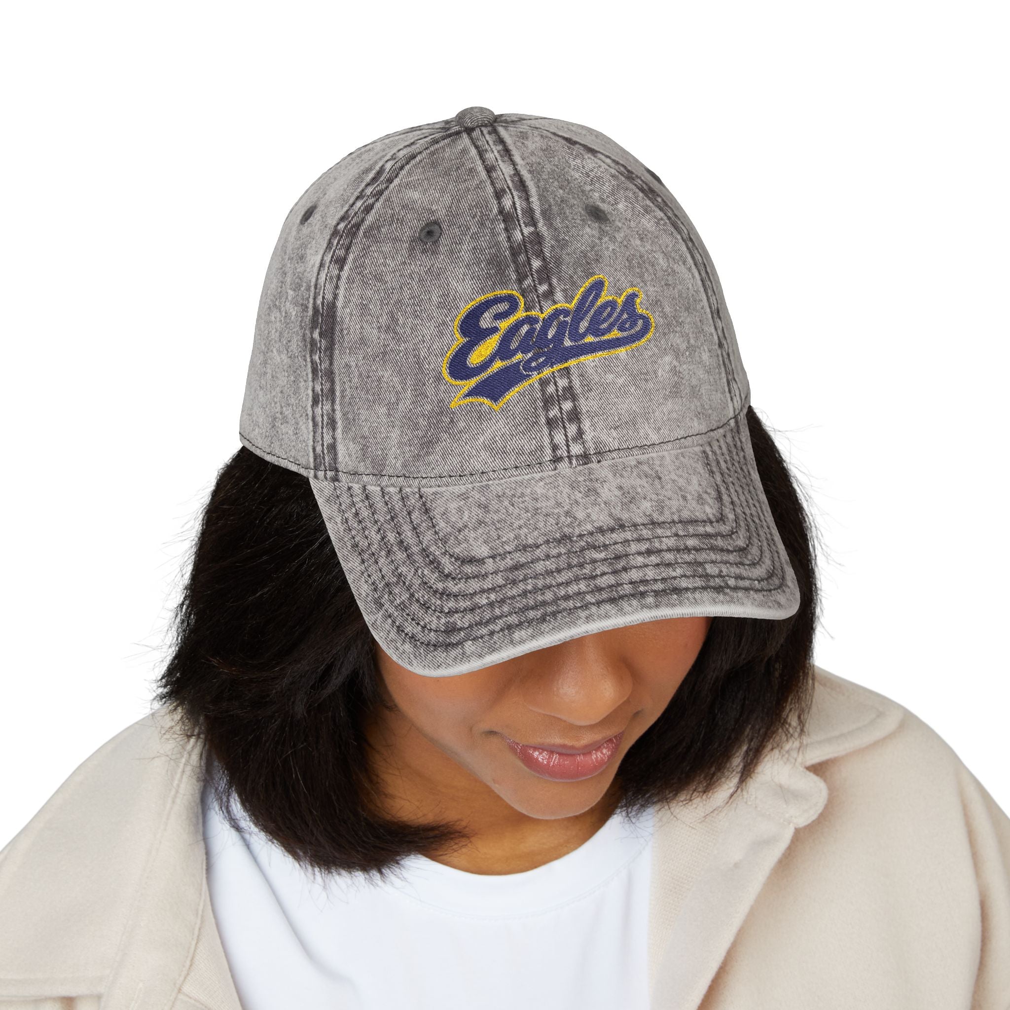 Vintage Embroidered 'Eagles' Washed Baseball Cap — Distressed Retro Hat