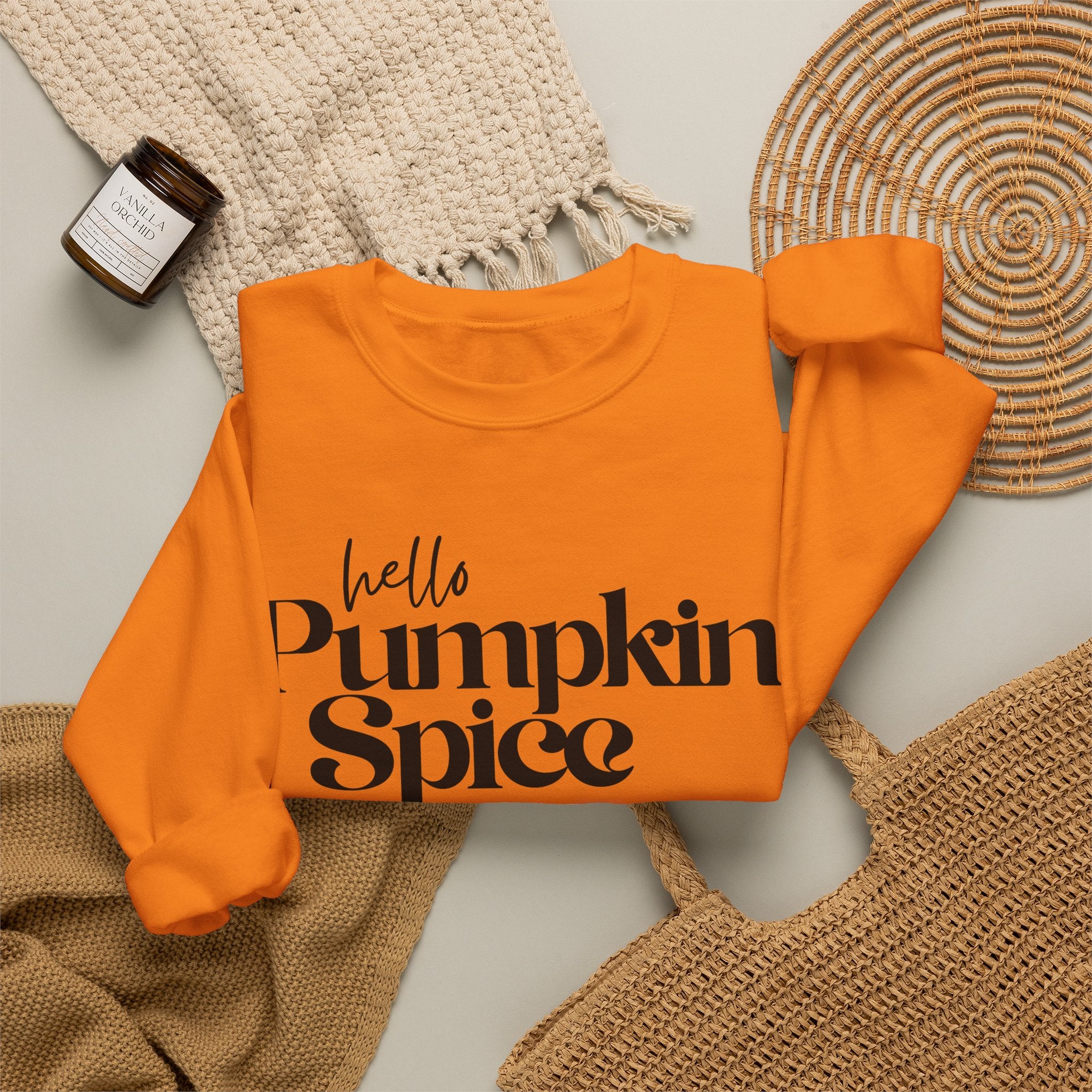 Pumpkin Spice Crewneck Sweatshirt — "hello Pumpkin Spice" Cozy Fall Pullover