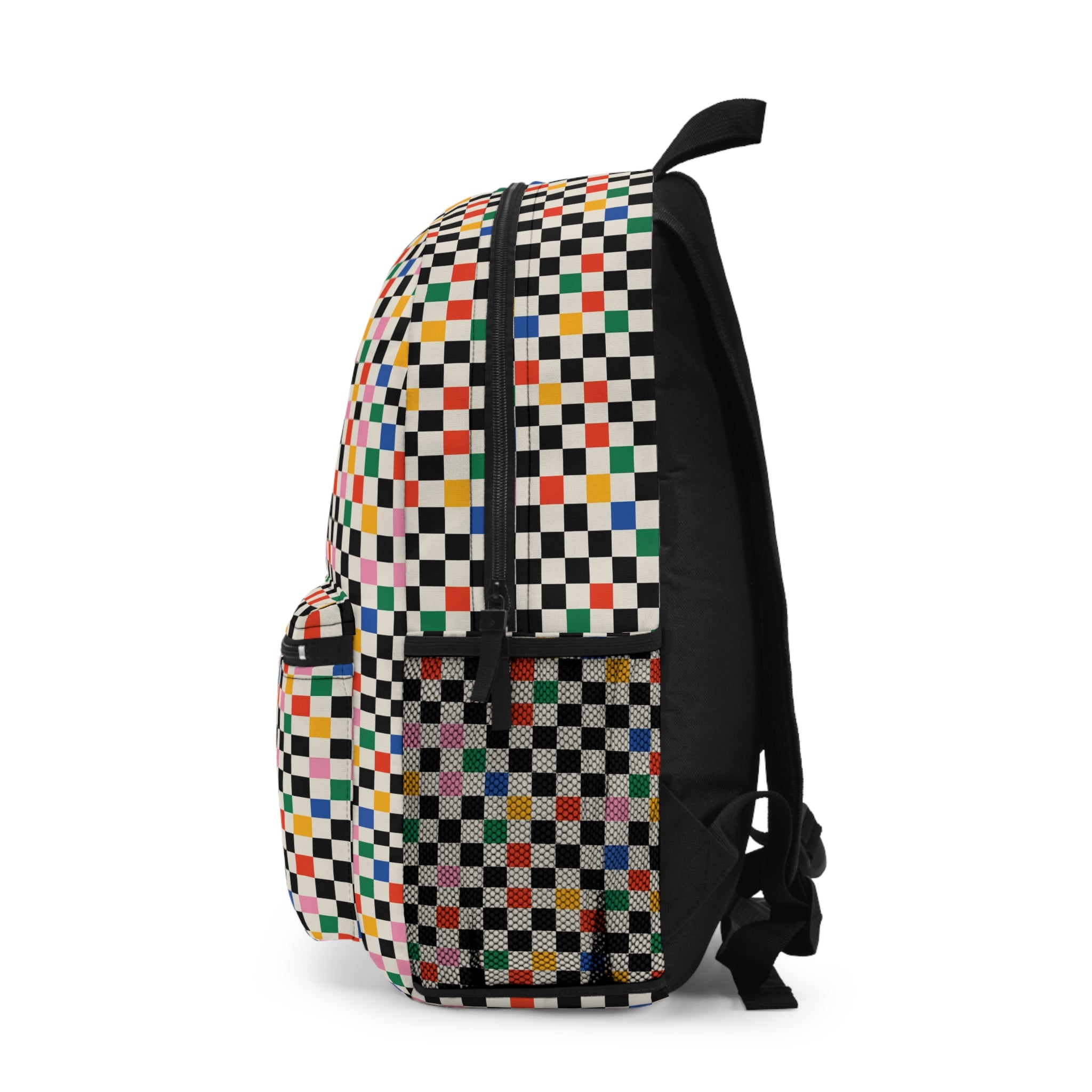 Colorful Checkerboard Backpack – Retro Pixel Pattern School & Travel Bag