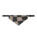 Checkerboard Clip-On Pet Bandana — Neutral Beige & Black Dog Collar Accessory