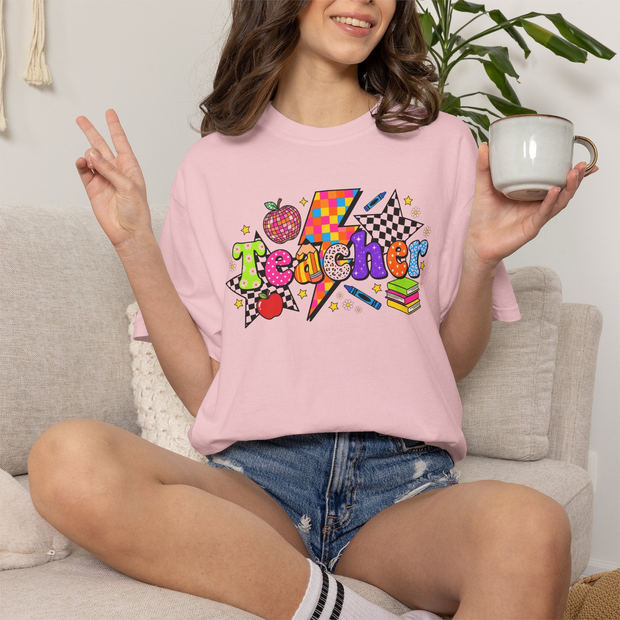 Teacher Pop Art T‑Shirt — Colorful Back-to-School Teacher Gift