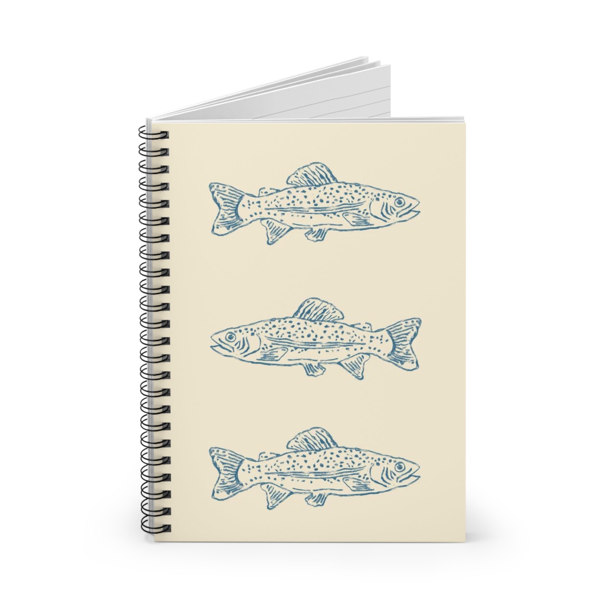 Trout Sketch Spiral Notebook — Ruled Fishing Journal